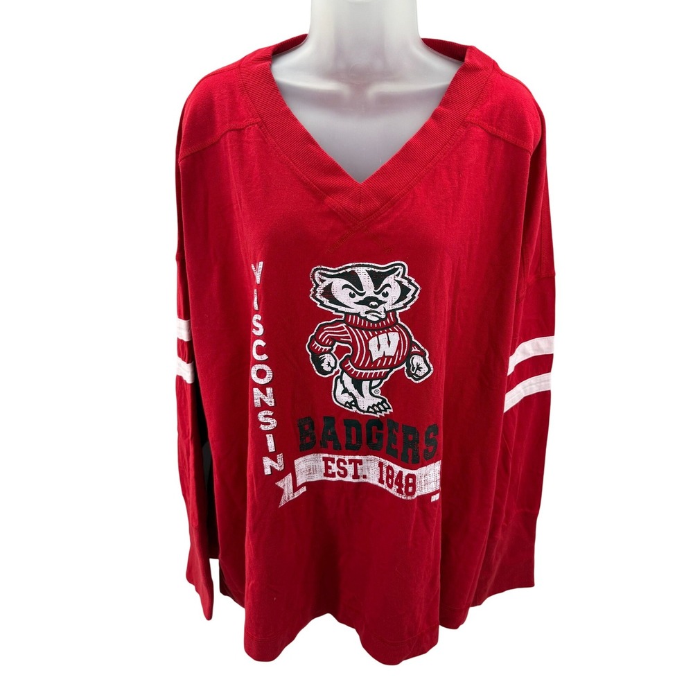 Colosseum The Yard Wisconsin Badgers Red Long Sleeve Shirt Womens XLarge NEW